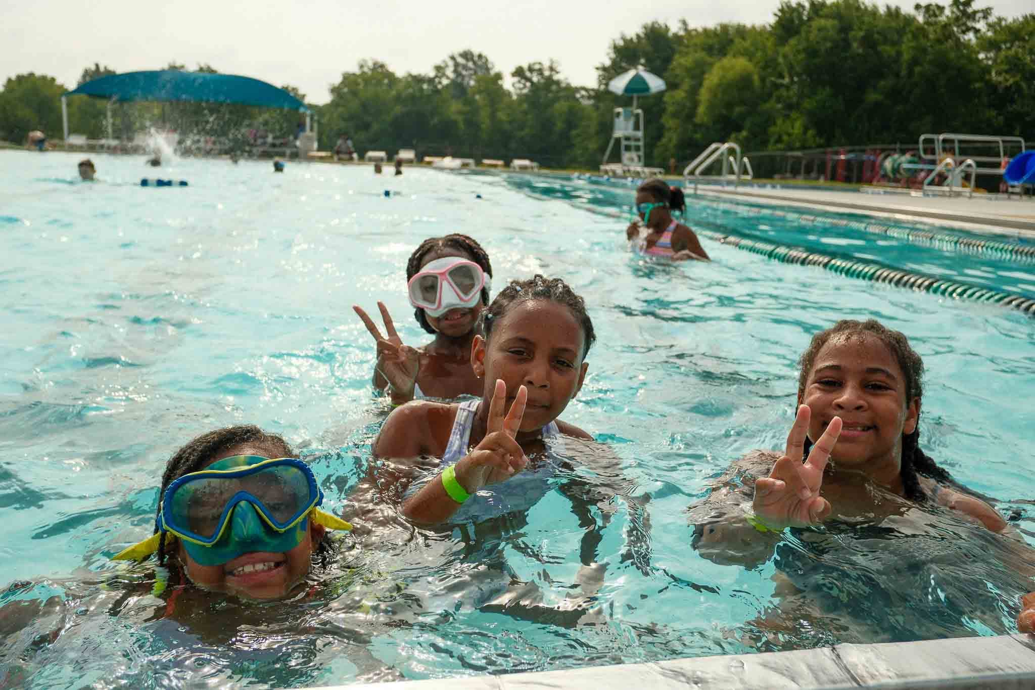 An outdoor pool all summer.
