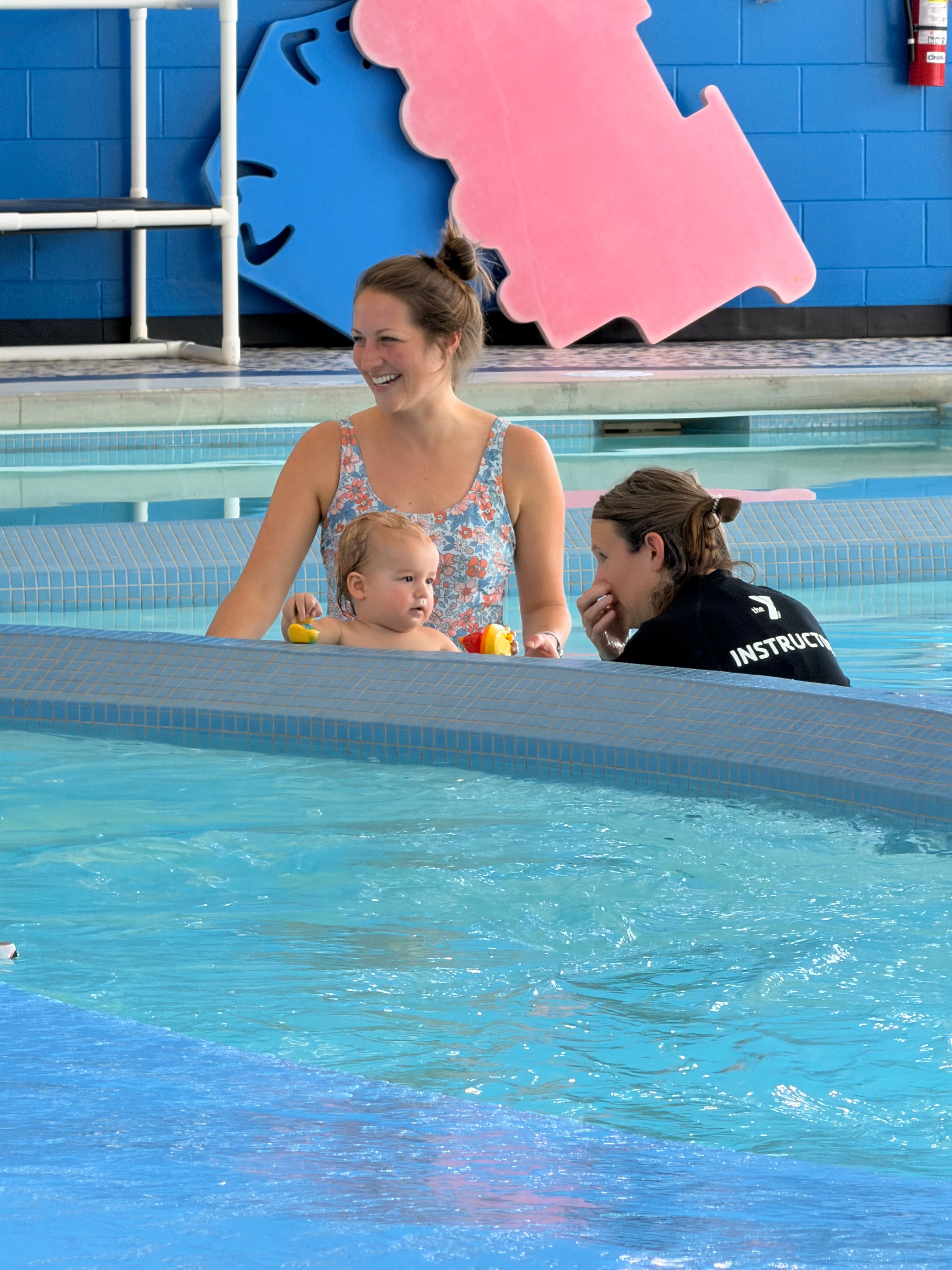 Parent and child during a swim lesson at the Clippard Family YMCA