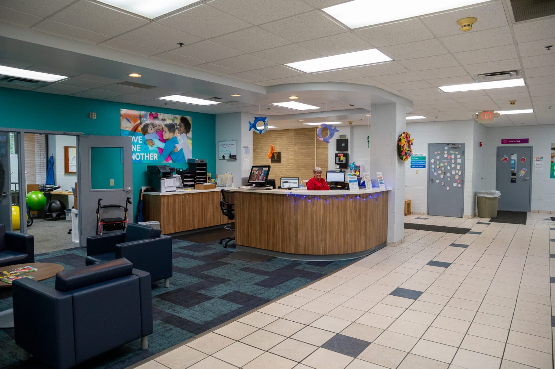 Welcome desk and lobby at the M.E. Lyons YMCA