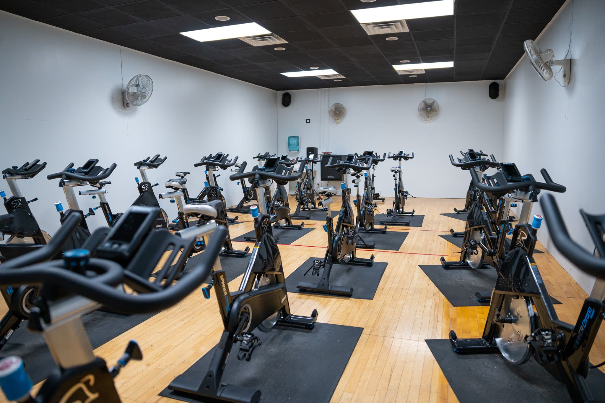 A dedicated cycling studio with a packed class schedule.