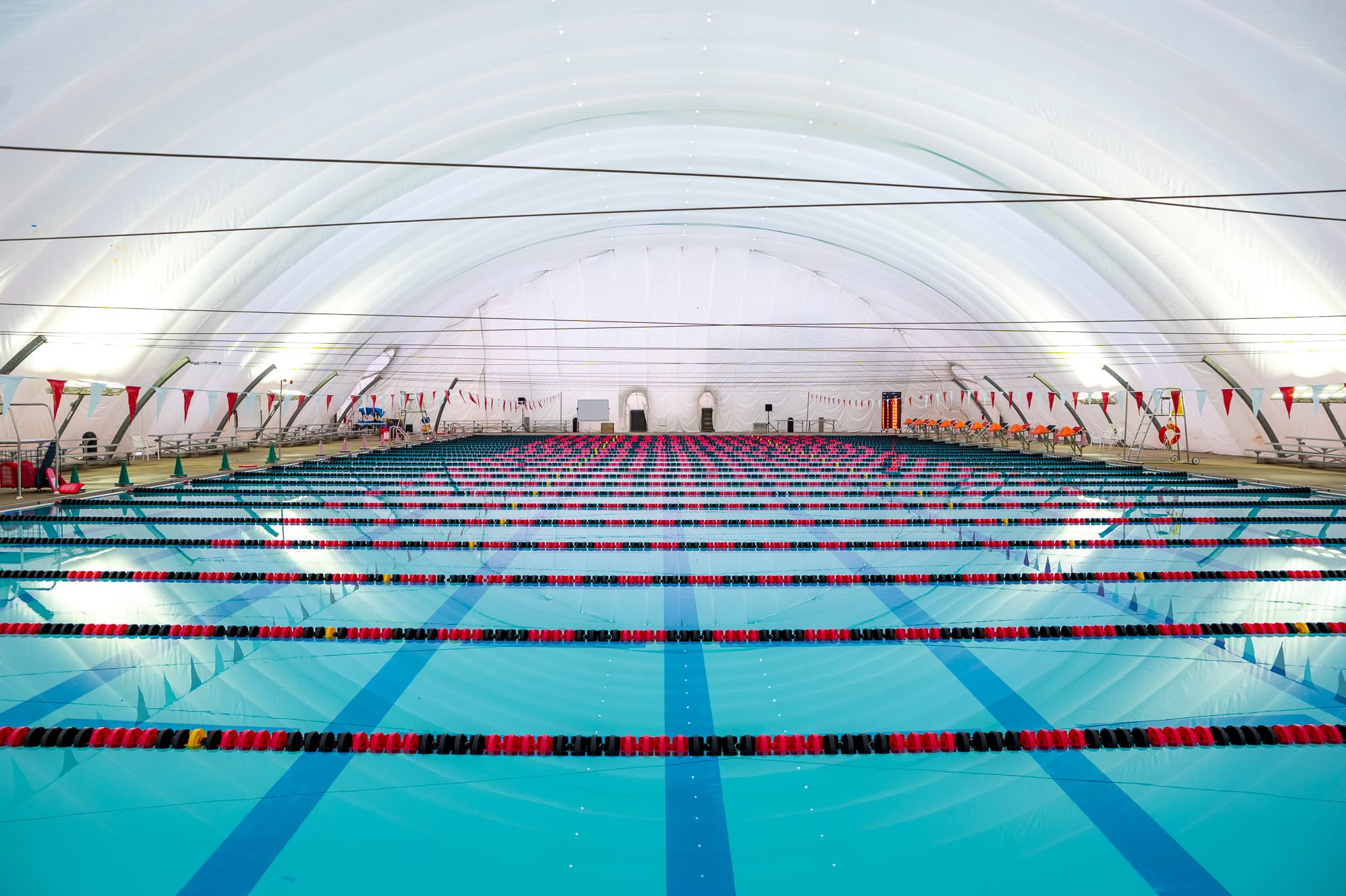 A domed outdoor pool — swim laps all winter long.